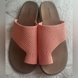 Style & Co. Light Orange Knit Slide Sandals